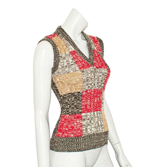 DOLCE & GABBANA Wool Knit V-neck Sweater Vest Color-block Size 40 - Picture 5 of 10